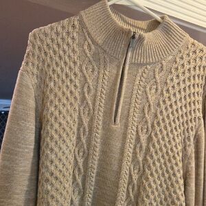 Trend Cable Knit Sweater with Half-Zip